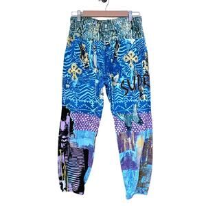 Supreme Jogger Pant Elastic Waist All Over Print Cotton Blue Mens Size Small